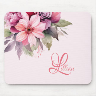 Tapis De Souris Fleur rose personnalisée