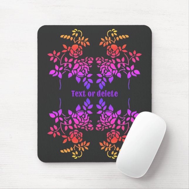 Tapis De Souris Fleur Rose tendue Couleurs Abstraites Personnalisé (Avec souris)