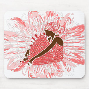 Tapis De Souris Fleur rose Un couvre-chef africain sur une femme