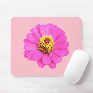 Tapis De Souris Fleur rose Zinnia imprimée sur le carnet de souris