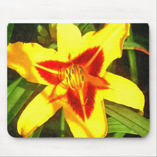 Tapis De Souris Fleur rouge et jaune Mousepad de Daylily