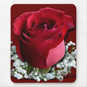 Tapis De Souris Fleur Rouge Mousepad Rouge Roses Décor Cadeaux