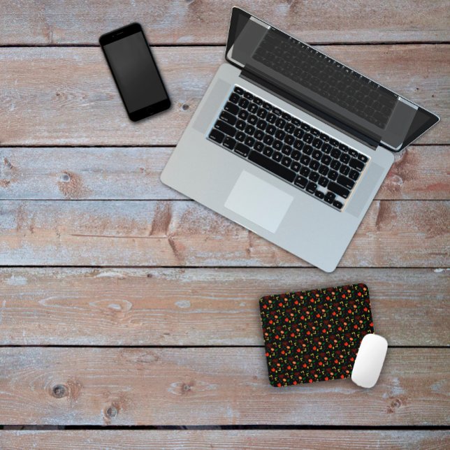 Tapis de souris fleur sauvage à fleurs motifs noir (Créateur téléchargé)