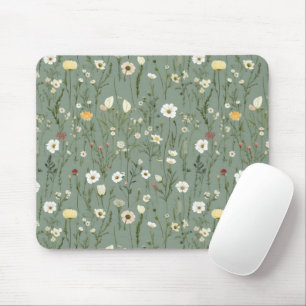 Tapis De Souris Fleur sauvage Dusty Sage Floral Vert