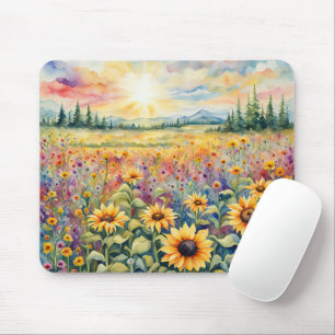 Tapis De Souris Fleur sauvage et terrain de tournesol