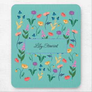 Tapis De Souris Fleur sauvage personnalisé Turquoise Mousepad