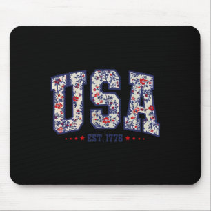 Tapis De Souris Fleur Usa Est 1776 Fleur Sauvage Patriotique 4 Jui