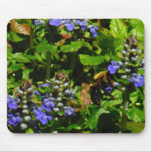 Tapis De Souris Fleur violette et abeille boursouflante