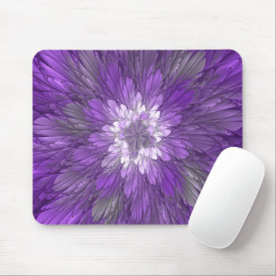 Tapis De Souris Fleur Violette Psychedelique Art Fractal Abstrait
