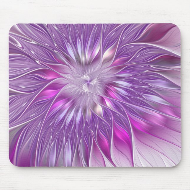 Tapis De Souris Fleur violette rose Passion Abstrait Art fractal (Devant)