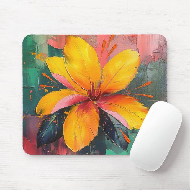 Tapis De Souris Fleur Vivace – Art Explosion Floral Abstrait (Avec souris)