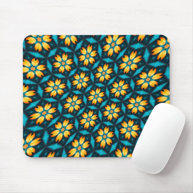 Tapis De Souris Fleurs Abstraites jaunes (Avec souris)
