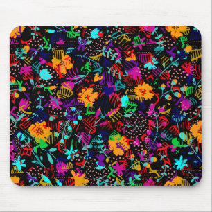 Tapis De Souris Fleurs abstraites noires mignonnes