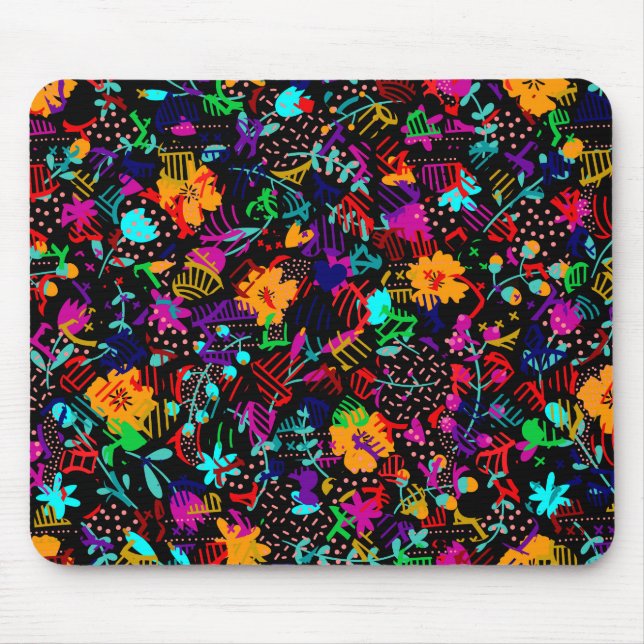 Tapis De Souris Fleurs abstraites noires mignonnes (Devant)