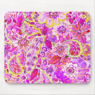 Tapis De Souris Fleurs abstraites roses mignonnes