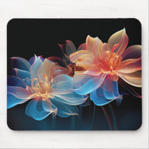 Tapis De Souris Fleurs Abstraites sur un arrière - plan noir