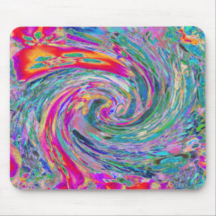 Tapis De Souris Fleurs Abstraites Vagues de Couleurs de Psychédéli