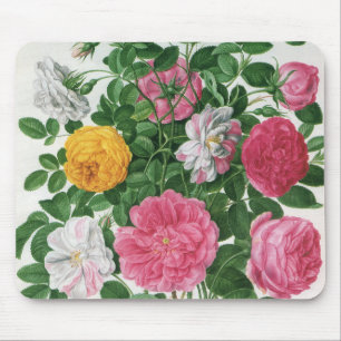 Tapis De Souris Fleurs anciennes en fleurs, roses de jardin de pri