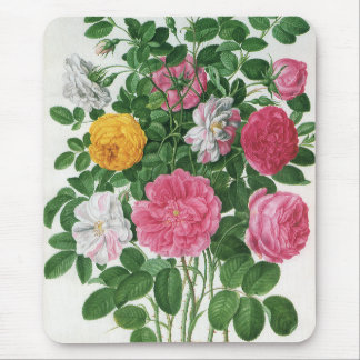 Tapis De Souris Fleurs anciennes en fleurs, roses de jardin de pri