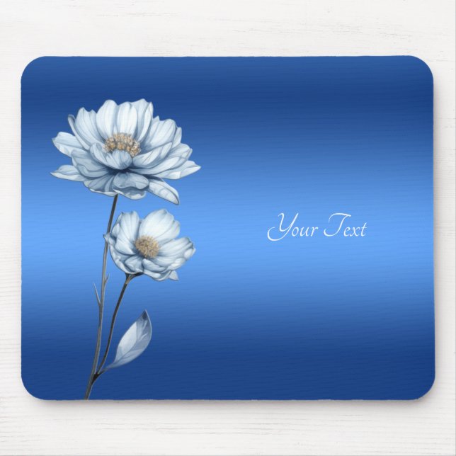 Tapis de souris Fleurs aquarelles bleues (Devant)