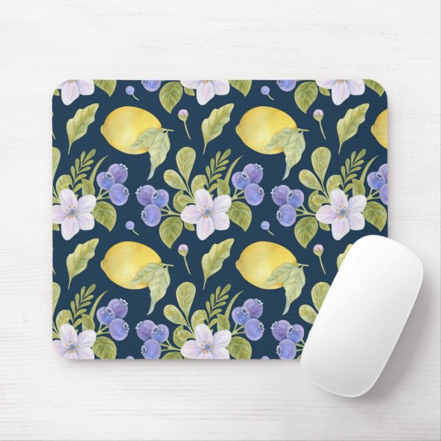 Tapis De Souris Fleurs aquarelles, bleuets et aigre (Avec souris)