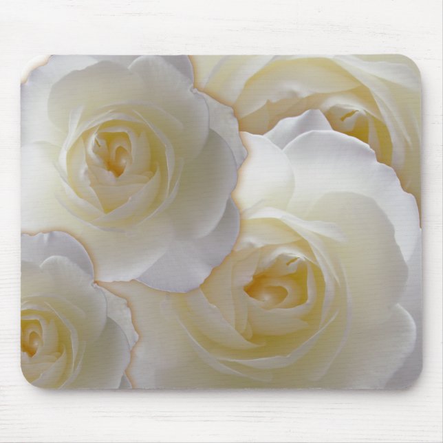 Tapis De Souris Fleurs blanches Mousepad Cadeaux de déco rose blan (Devant)