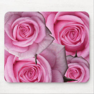 Tapis De Souris Fleurs blanches Mousepad Cadeaux de déco rose blan