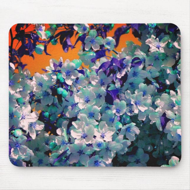 Tapis De Souris Fleurs bleues Abstraites (Devant)