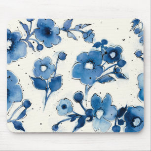 Tapis De Souris Fleurs bleues indépendantes