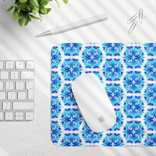 Tapis De Souris Fleurs Bleues, Motif De Fleurs, Modèle Floral
