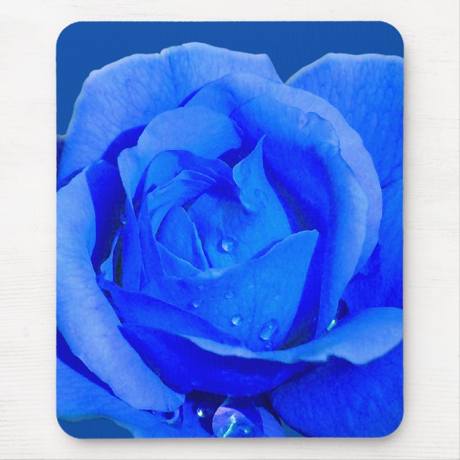 Tapis De Souris Fleurs Bleues Mousepad Bleu Rose déco Cadeaux (Devant)