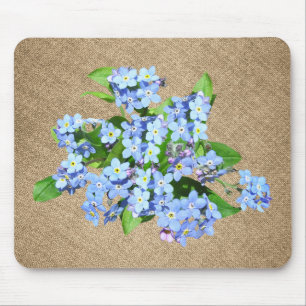 Tapis De Souris Fleurs bleues sur Burlap Pays Mousepad