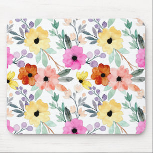 Tapis De Souris Fleurs botaniques florales aquarelles modernes