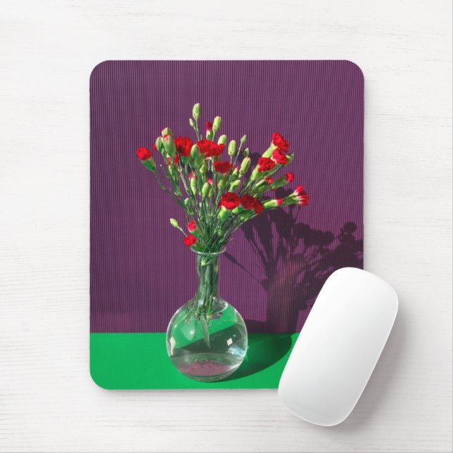 Tapis De Souris Fleurs | Bouquet Carantion Rouge (Avec souris)