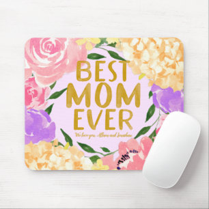 Tapis De Souris Fleurs Brillantes Personnalisées Meilleure Maman Q