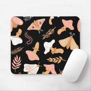 Tapis De Souris Fleurs, champignons et papillons tendance