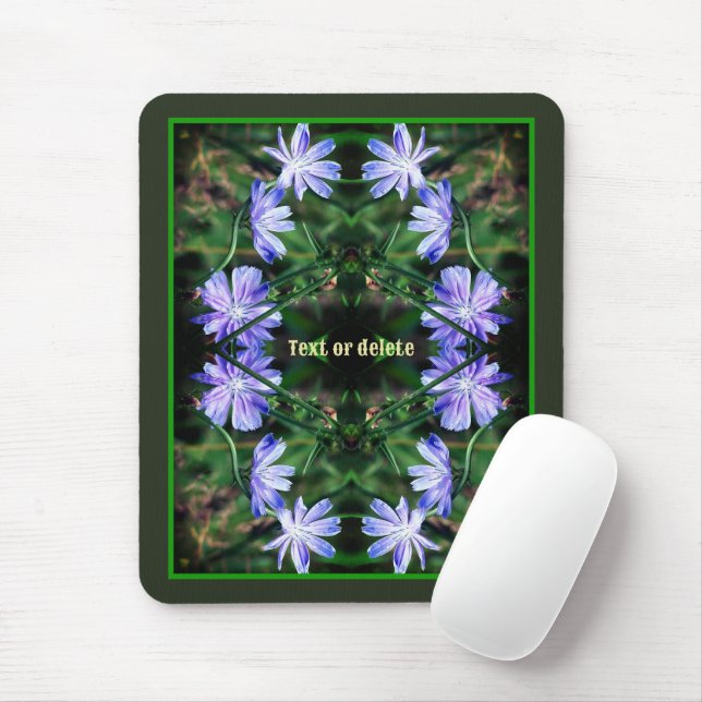Tapis De Souris Fleurs chicorées bleues Abstraites personnalisées (Avec souris)