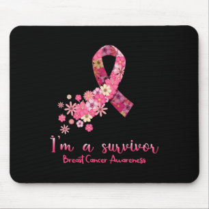 Tapis De Souris Fleurs Coeur Je suis un survivant Cancer du sein D