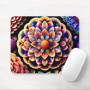 Tapis De Souris Fleurs colorées 3D vibrantes