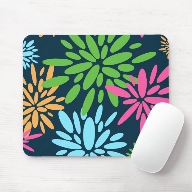 Tapis De Souris Fleurs colorées Abstraites Mousepad (Avec souris)