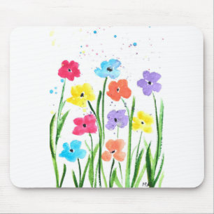 Tapis De Souris Fleurs colorées aquarelle Floral Nature chic