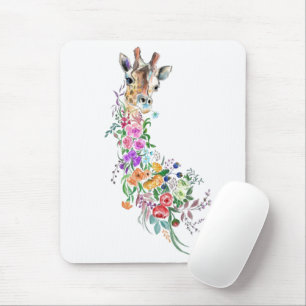 Tapis De Souris Fleurs colorées Bouquet Giraffe - Dessin Moderne