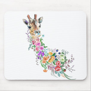 Tapis De Souris Fleurs colorées Bouquet Giraffe - Dessin Moderne