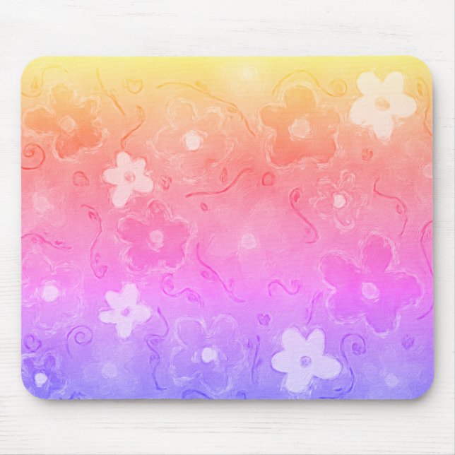 Tapis De Souris Fleurs colorées défraîchies (Devant)