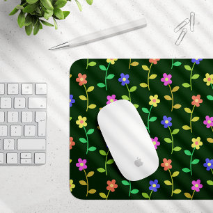 Tapis De Souris Fleurs colorées, Motif Floral, Verdure, Boho