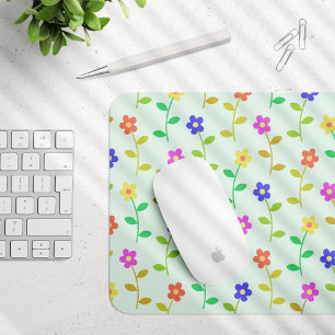 Tapis De Souris Fleurs colorées, Motif Floral, Verdure, Boho