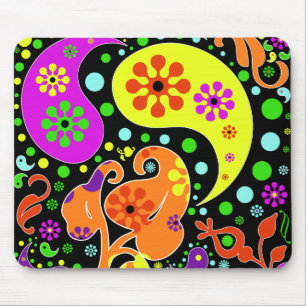 Tapis De Souris Fleurs colorées Retro Paisley Design Mousepad