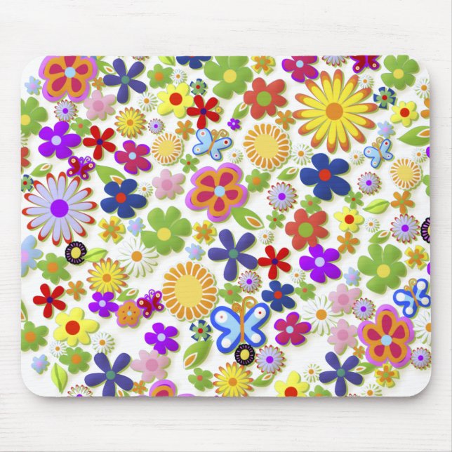 Tapis De Souris Fleurs Cool fines mignonnes Fille Rétro Floral (Devant)