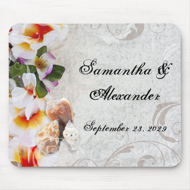 Tapis De Souris Fleurs/Coques de plage tropicales (Devant)