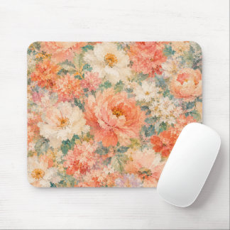 Tapis De Souris fleurs Corail Pêche Romantique Fleur Décoration Ma